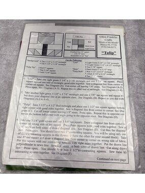 Ben Franklin Crafts Tulip Quilting Kit Instructions & Fabric Block of the Month